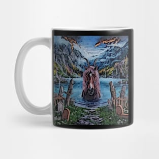 watercolor horse in lake with horns Mug